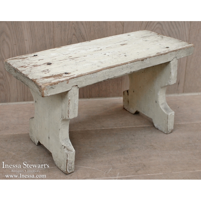 Antique Painted Rustic Footstool