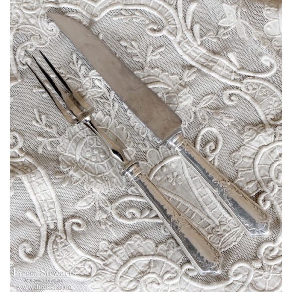 Antique Silverplate Carving Set