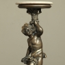 Antique Italian Giltwood Pedestal with Carved Cherub & Marble Top