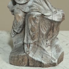 Antique Italian Hand Carved Signed Wood Venetian Carnaval Jester Statue, Signed - Woussente