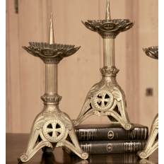 PAIR Gothic Bronze Candlesticks (2 pair available-sold per PAIR)