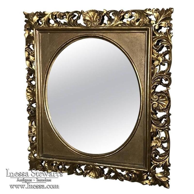 19th Century French Hand-Carved Giltwood Mirror ca. 1890